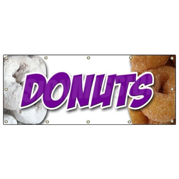 DONUTS 1 BANNER SIGN donut fried sugar powder doughnut doughnuts glazed